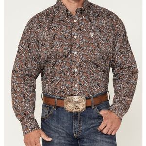 CINCH MEN'S PAISLEY PRINT LONG SLEEVE BUTTON-DOWN WESTERN SHIRT